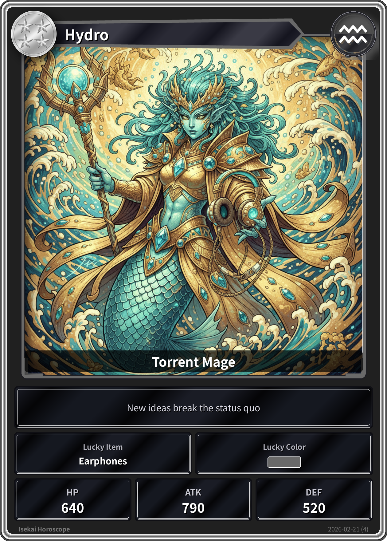 Aquarius fortune card