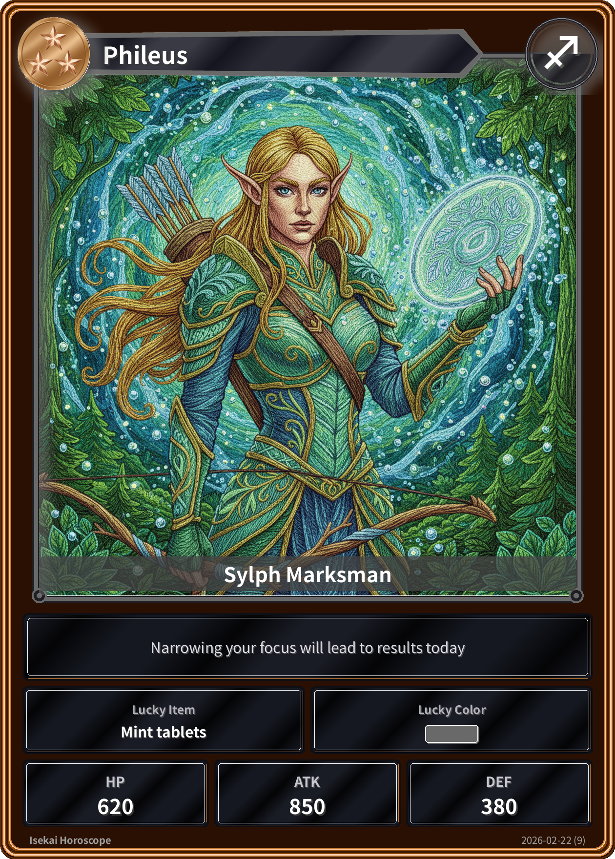 Sagittarius fortune card