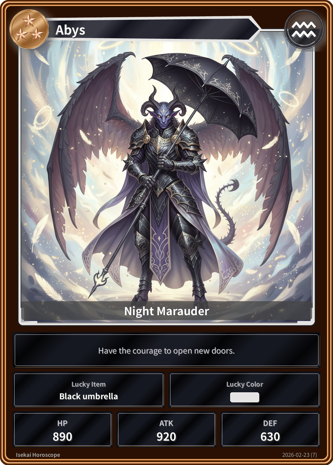 Aquarius fortune card