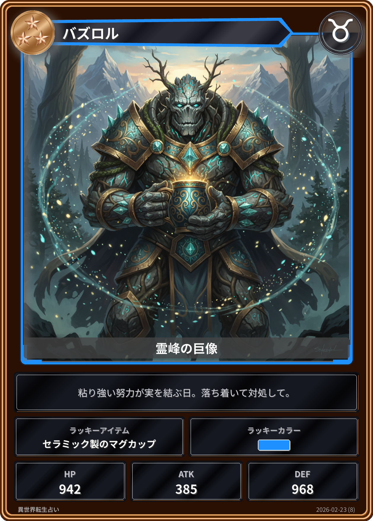 牡牛座の運勢カード