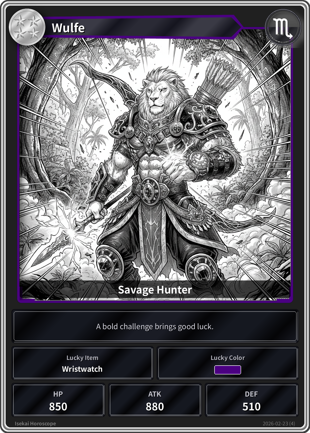 Scorpio fortune card