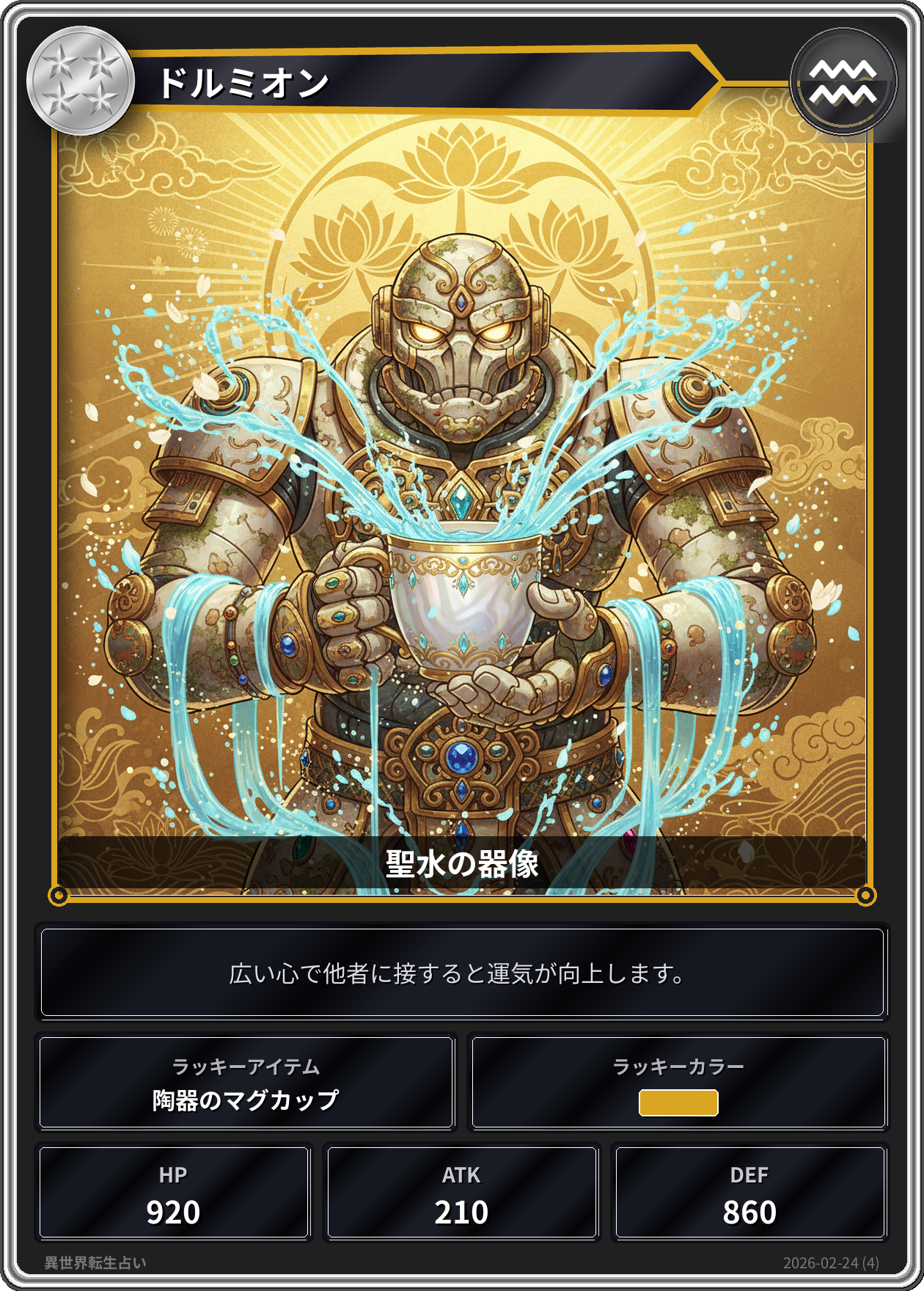 水瓶座の運勢カード