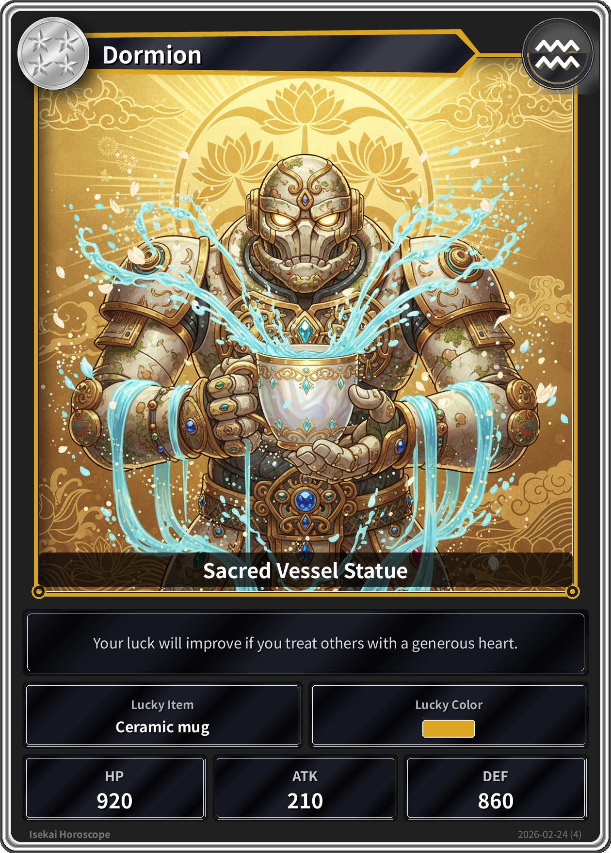 Aquarius fortune card