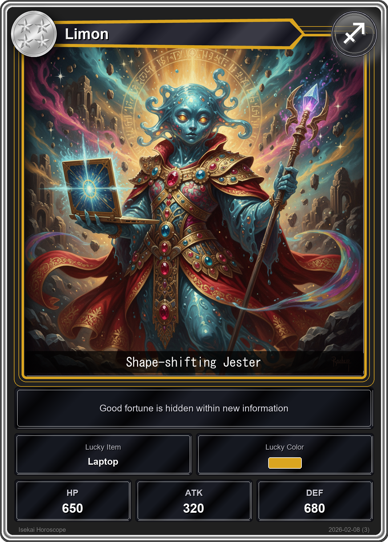 Sagittarius fortune card