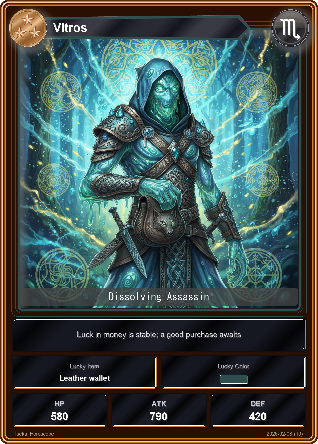 Scorpio fortune card