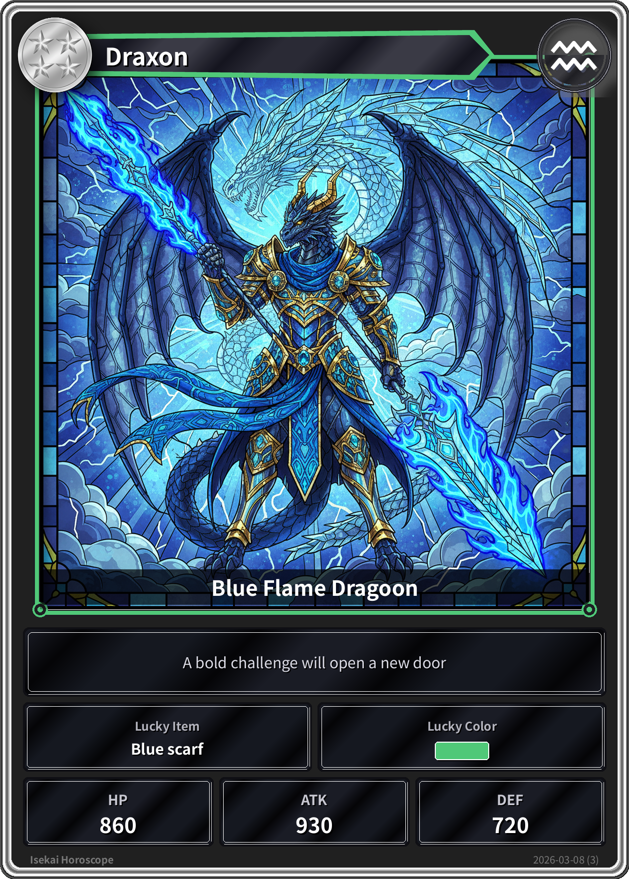 Aquarius fortune card