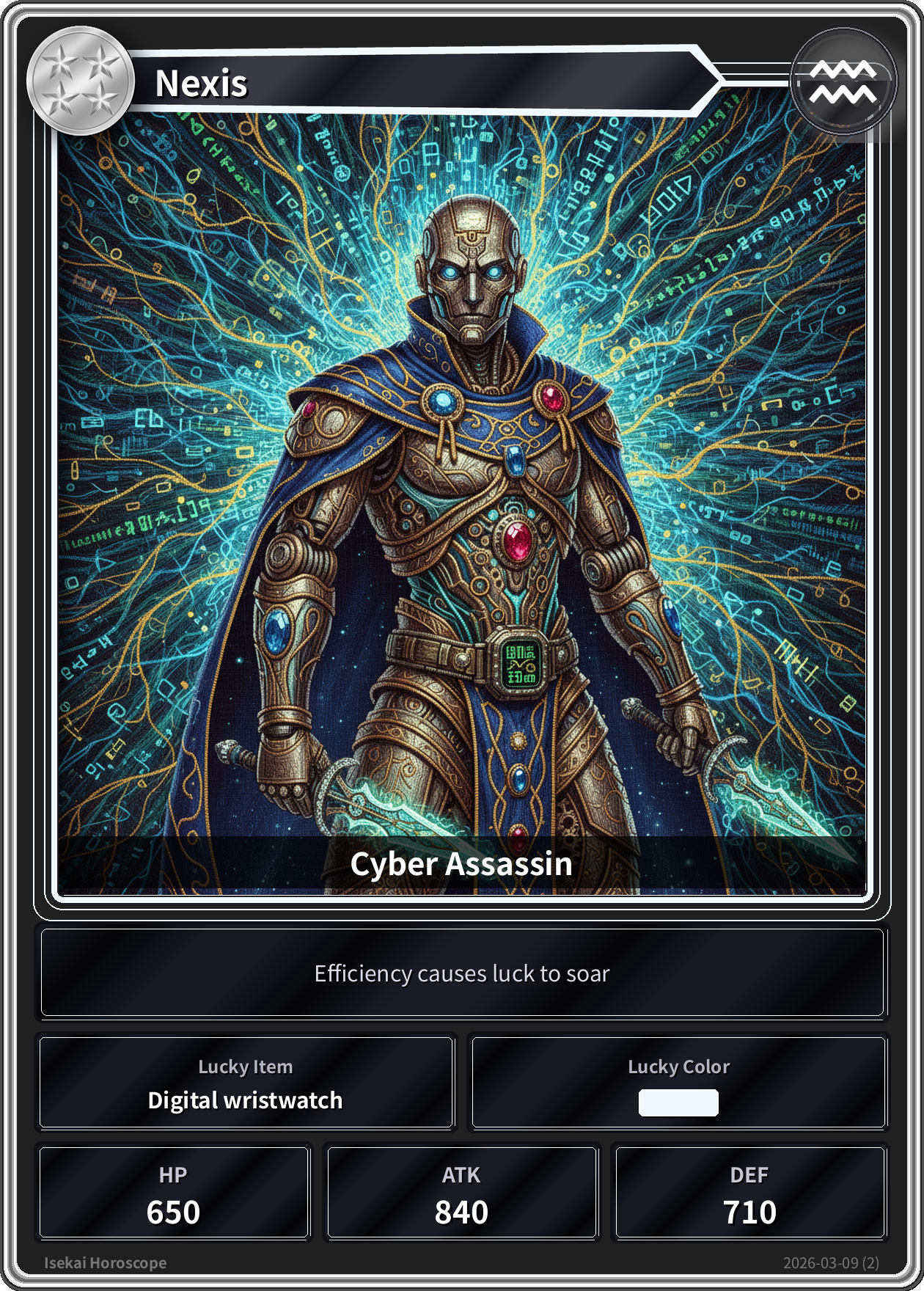 Aquarius fortune card