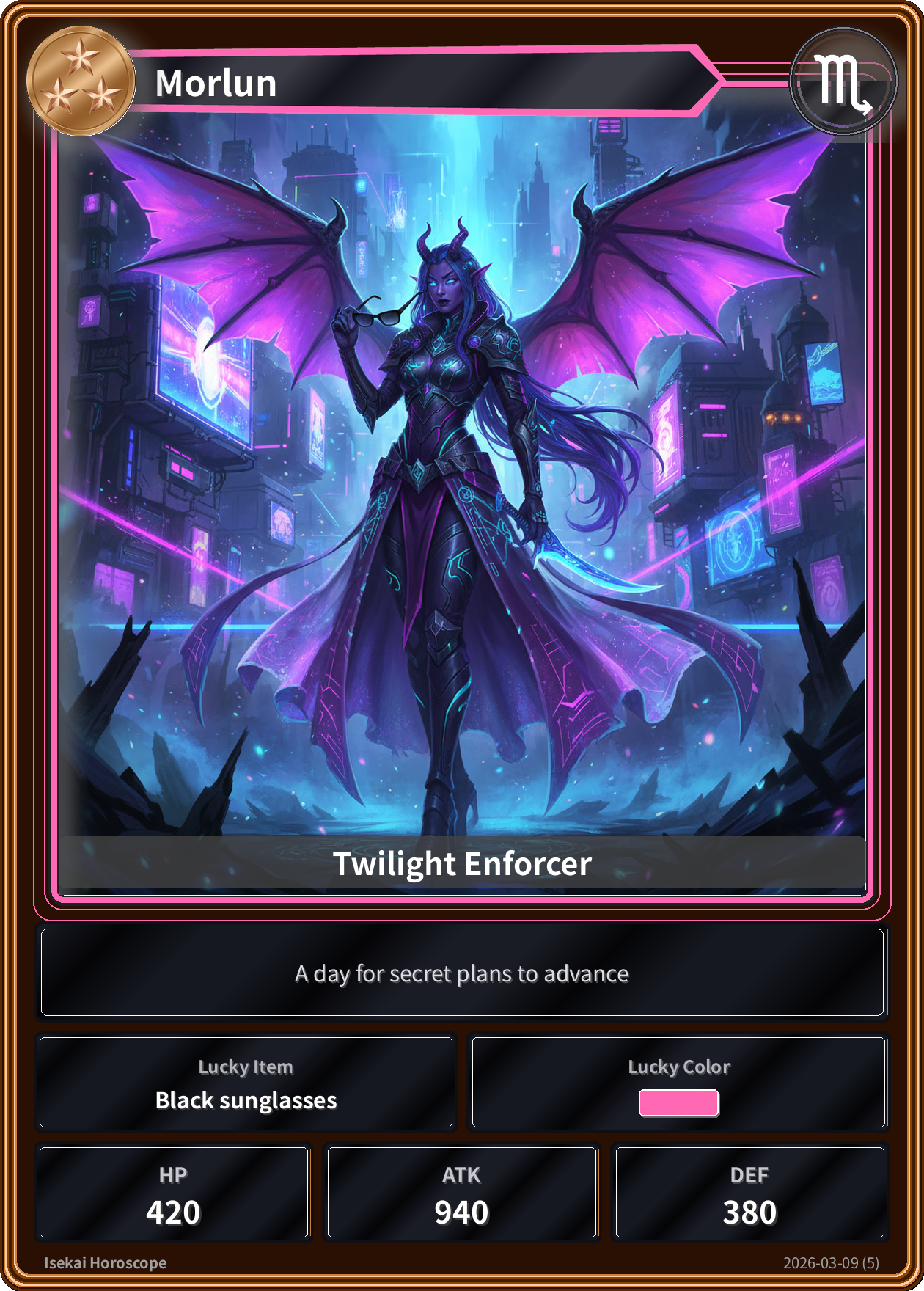 Scorpio fortune card