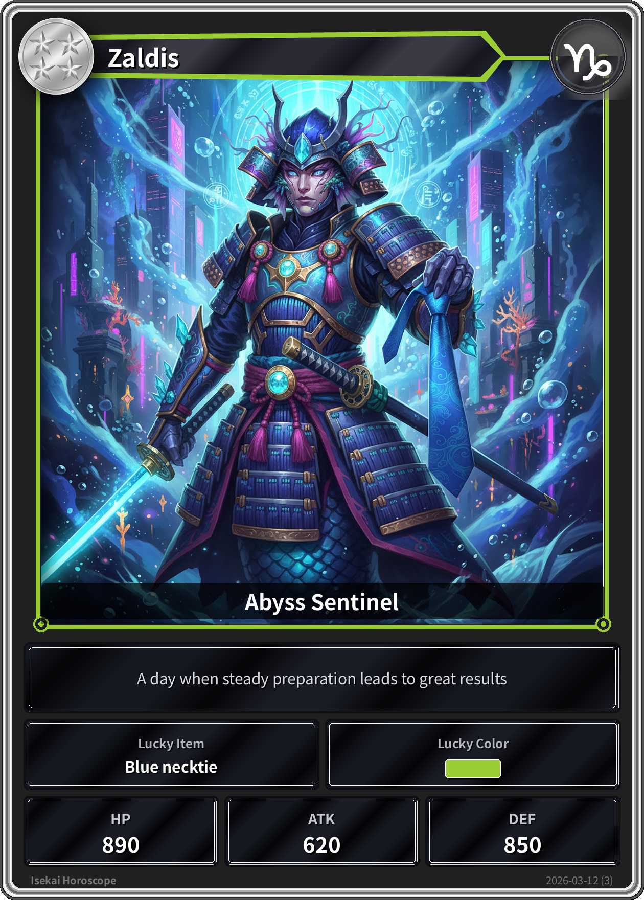 Capricorn fortune card