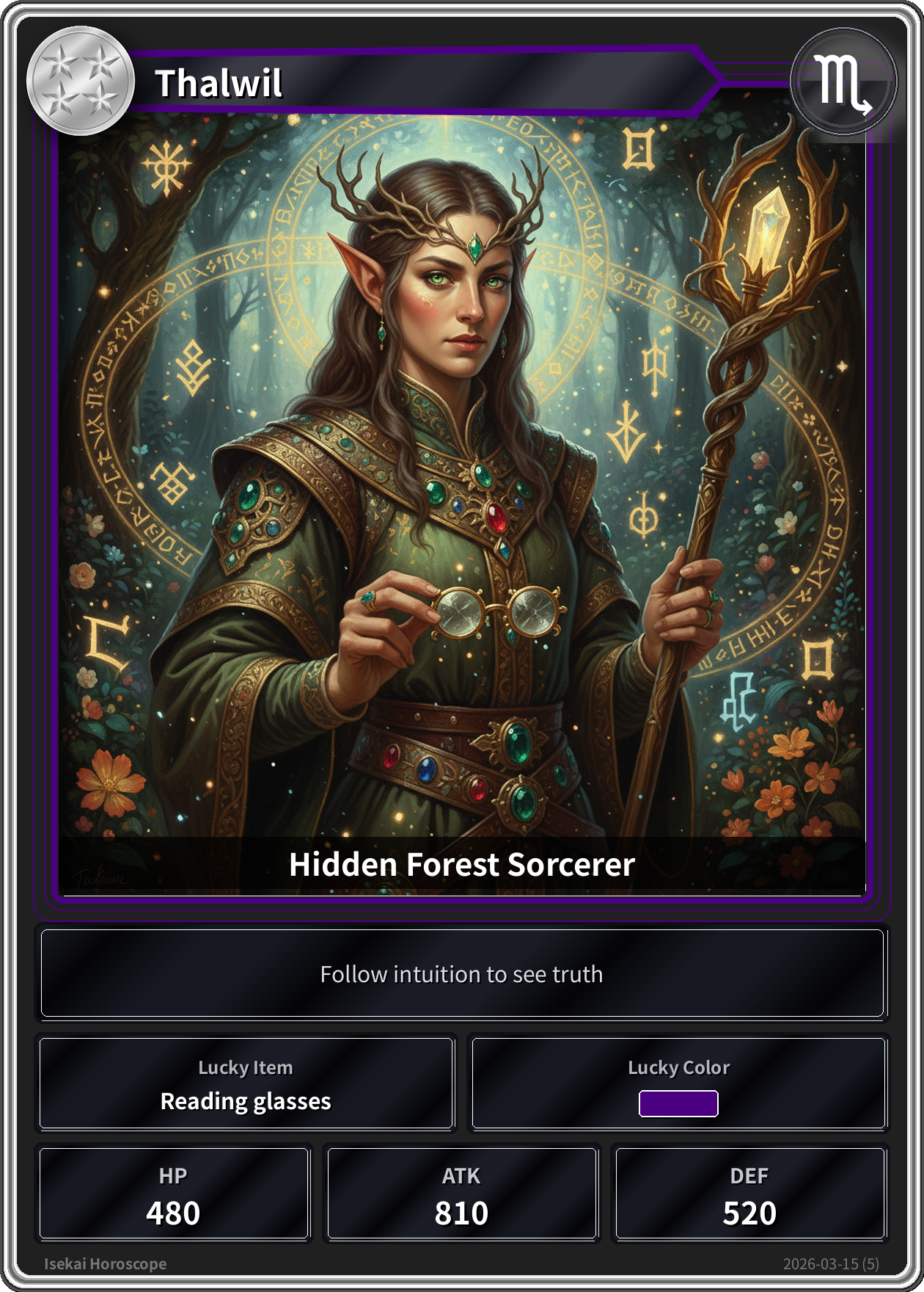 Scorpio fortune card