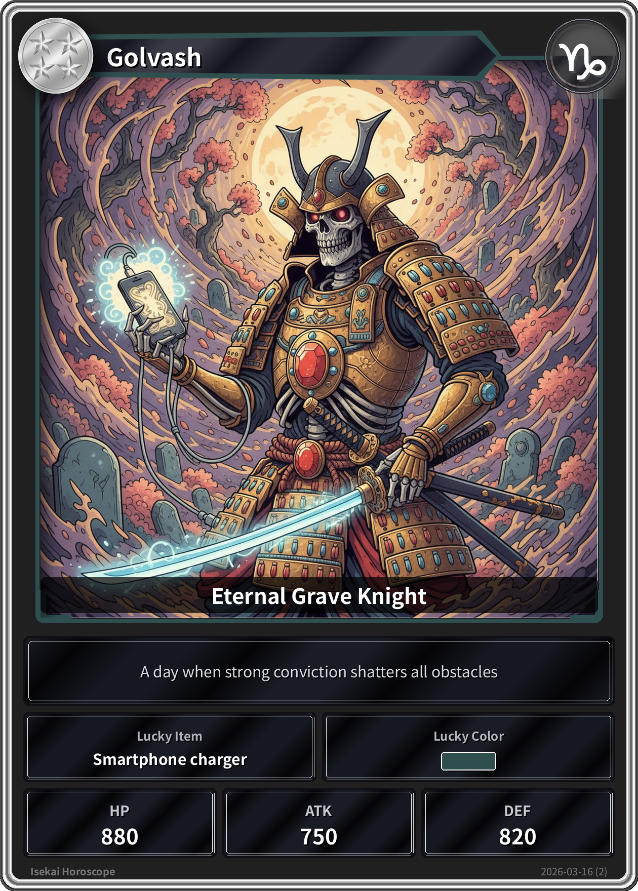 Capricorn fortune card