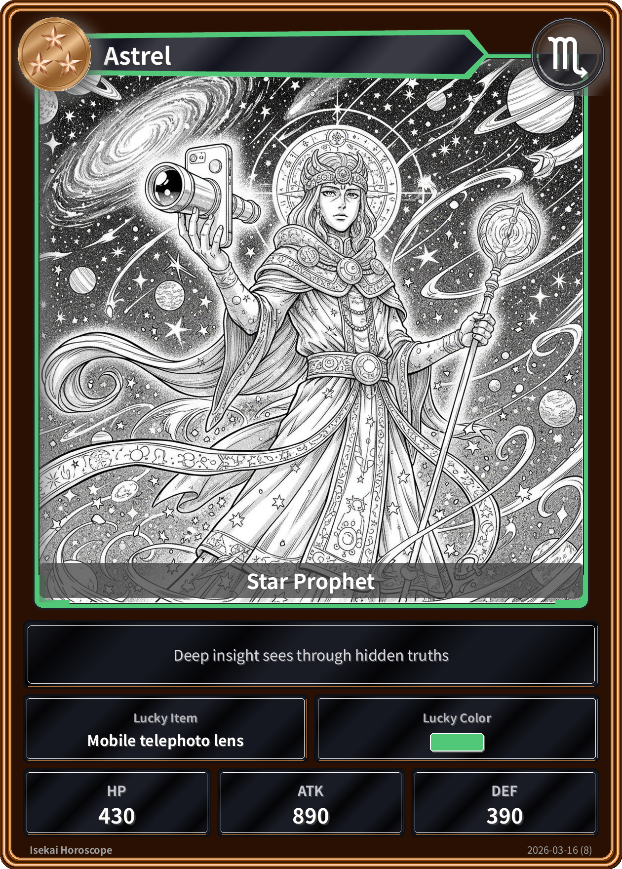 Scorpio fortune card