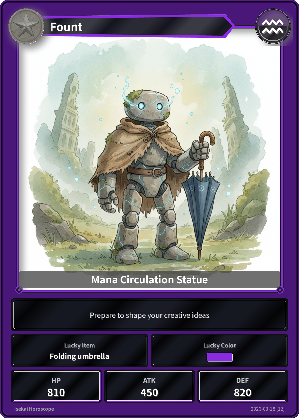 Aquarius fortune card