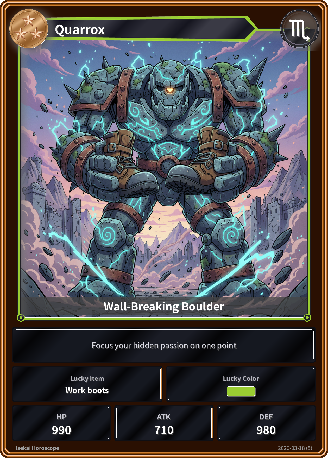 Scorpio fortune card