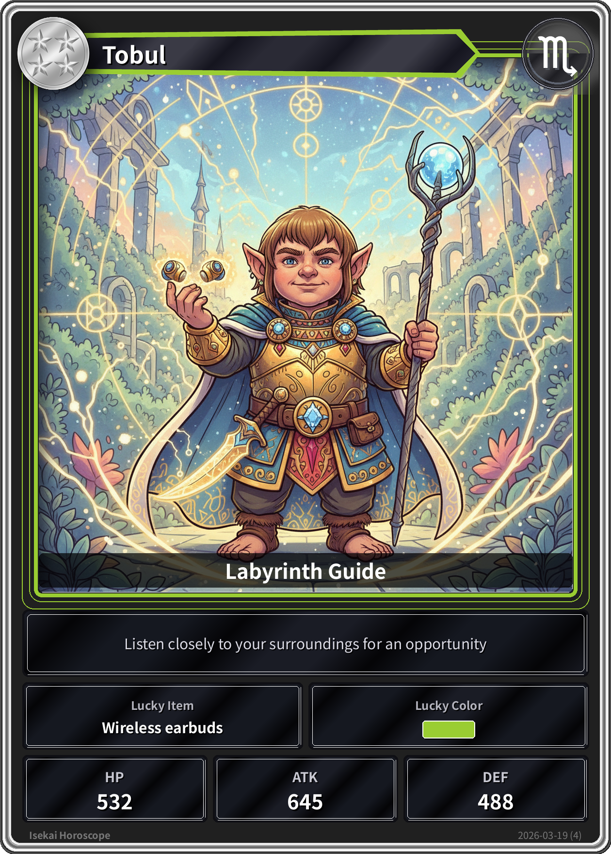 Scorpio fortune card